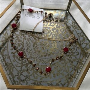 Cleo Ruby Red and Gold Necklace